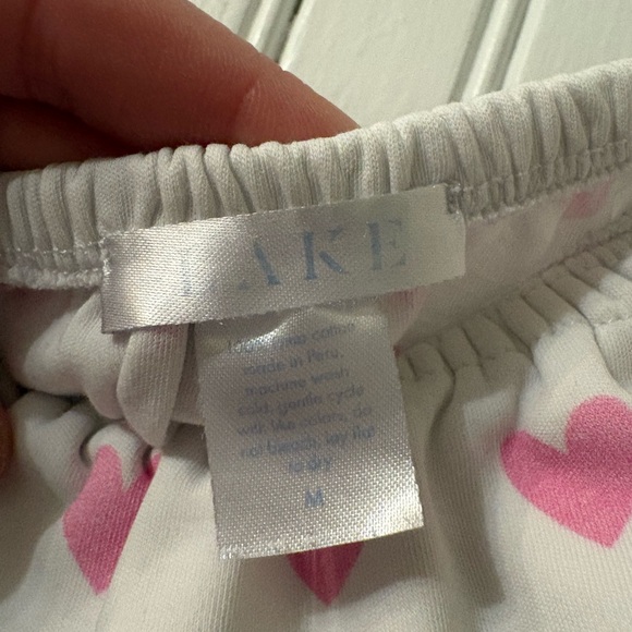 Lake Pajamas Pink & White Heart Print Pima Ruffle Nightgown Size M - Picture 3 of 7